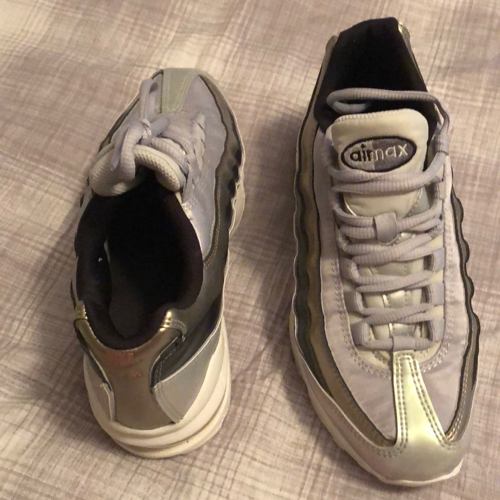 Nike Air Max metallic gold and silver sneakers